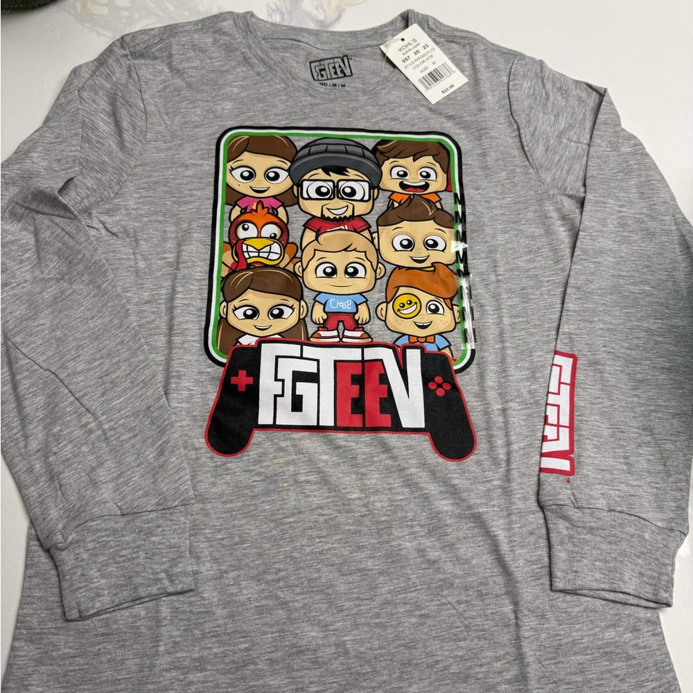 Kids FGTEEV Gray Long Sleeve Shirt NWT sizes small -xlarge - Picture 3 of 5